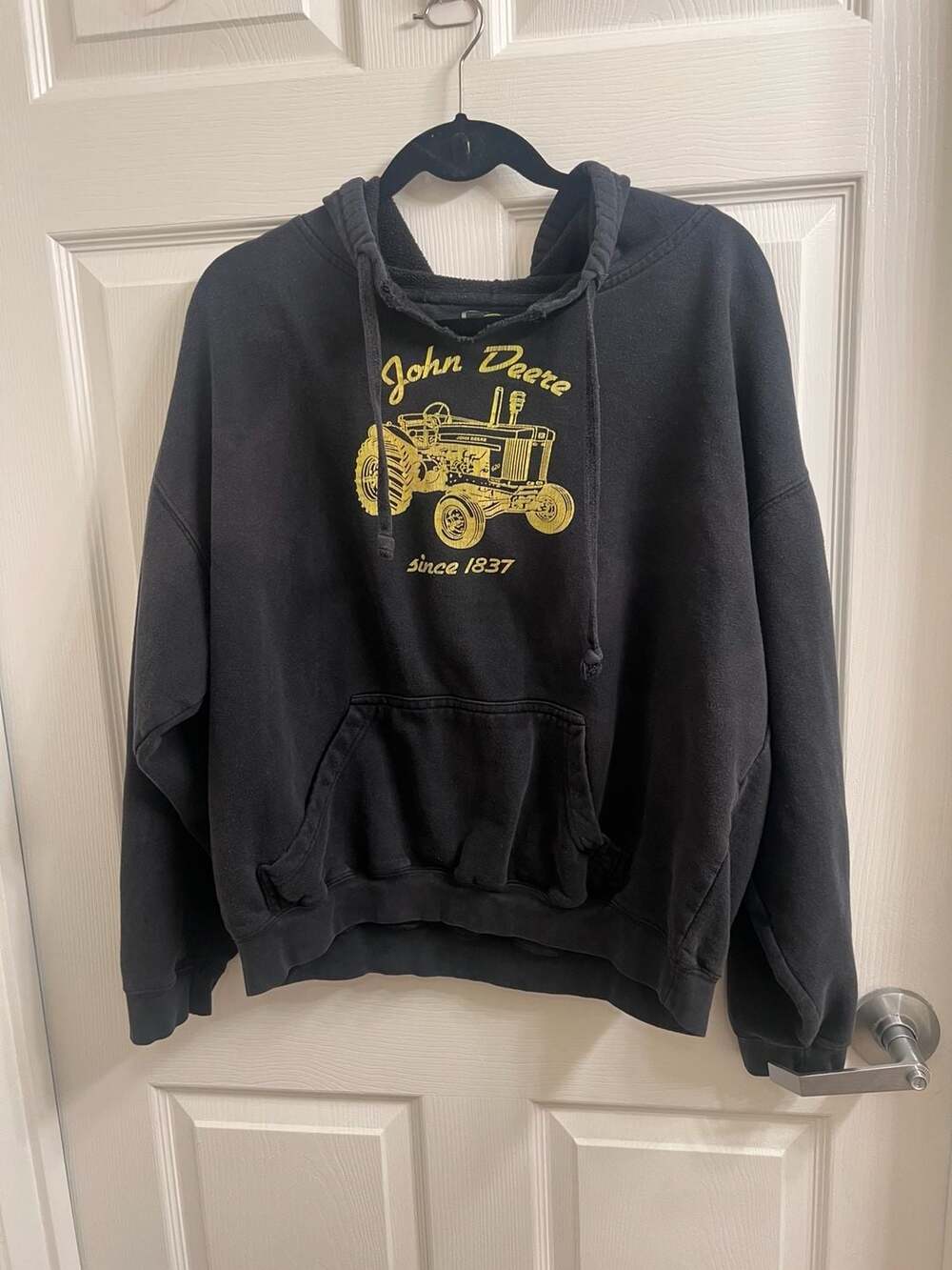 John Deere VINTAGE John Deere Sweatshirt Hoodie L Black Distressed
